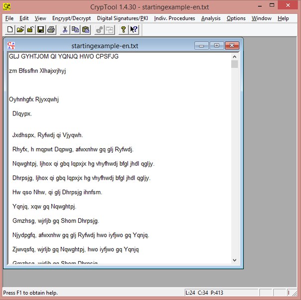 CrypTool-загрузка текста